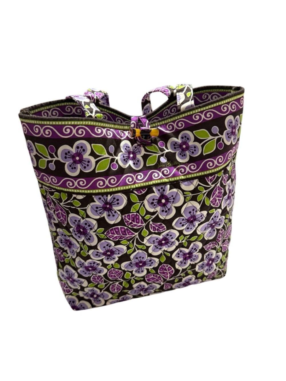 Vera Bradley Plum Floral Tote + Matching Wristlet Set | Retired Print - Picture 3 of 13